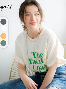 Ungrid2024春季港休闲风纯棉潮流宽松百搭爆裂印花T恤1124227390