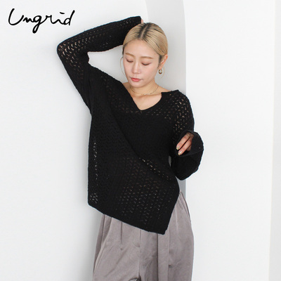 Ungrid26夏新品网眼微透毛针织衫