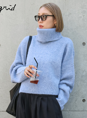 Ungrid25冬季新品慵懒温柔软糯高领罗纹毛针织衫上衣女1125626794