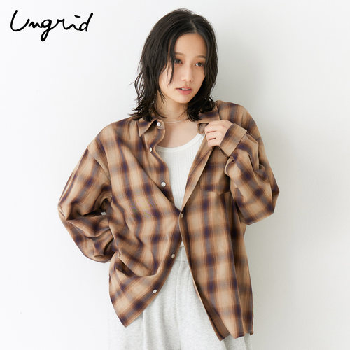 Ungrid慵懒格纹长袖衬衫
