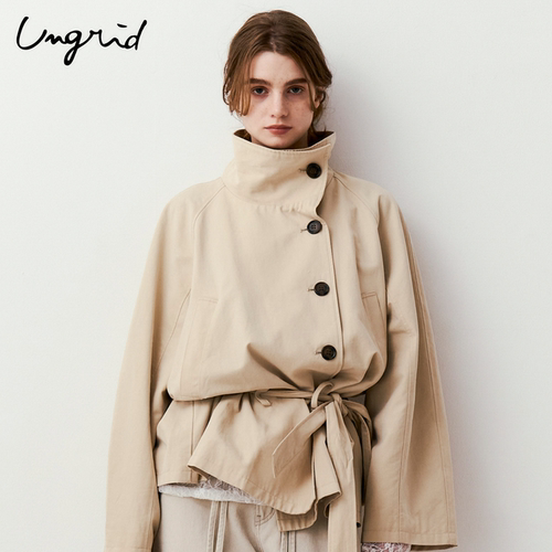 Ungrid立领收腰裙摆式风衣
