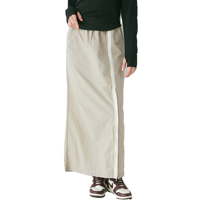 ungrid前拉链可开衩尼龙半身裙