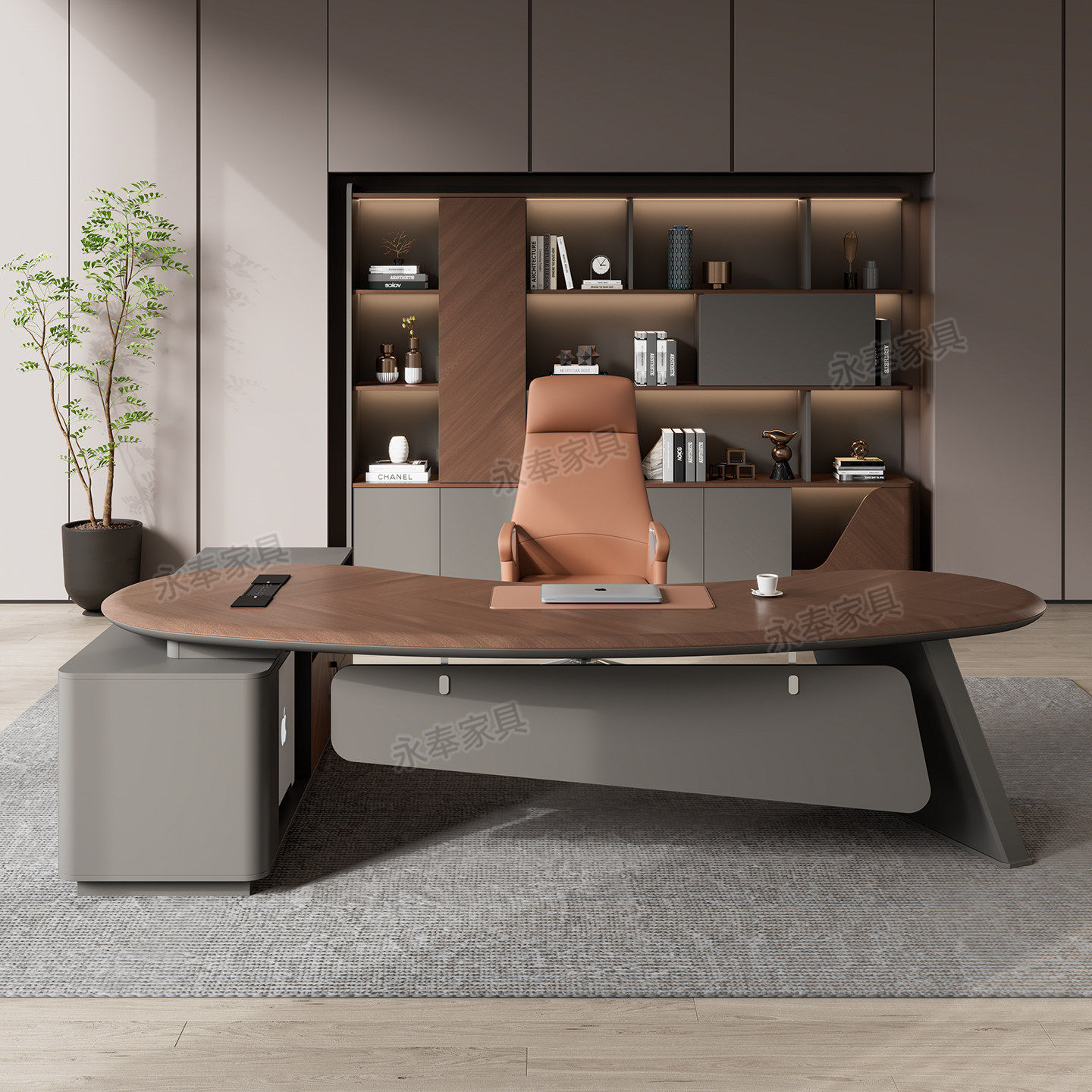 轻奢老板办公桌高级感经理桌椅组合腰果异形吸塑工艺总裁室大班台,商业/办公家具,大班台/主管桌,淘宝优惠券,粉丝福利购,淘宝优惠卷