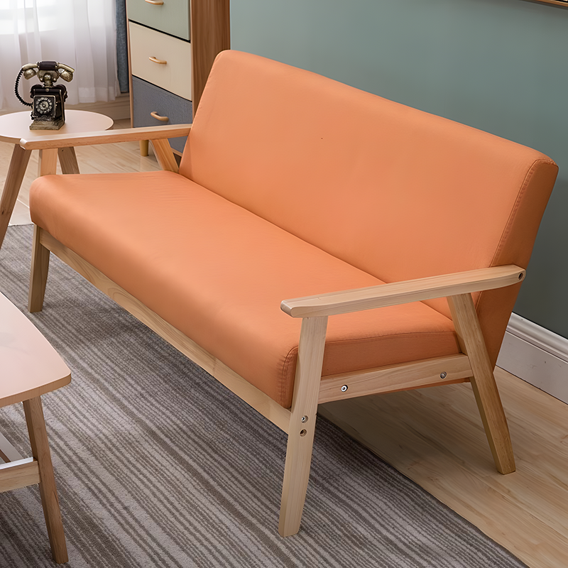 办公室沙发实木商务接待洽谈会客区双人位小沙发茶几家用沙发