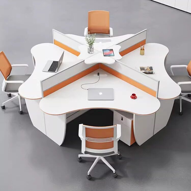 创意屏风位办公桌4/6/8人位职员办公桌椅组合员工卡座带插座