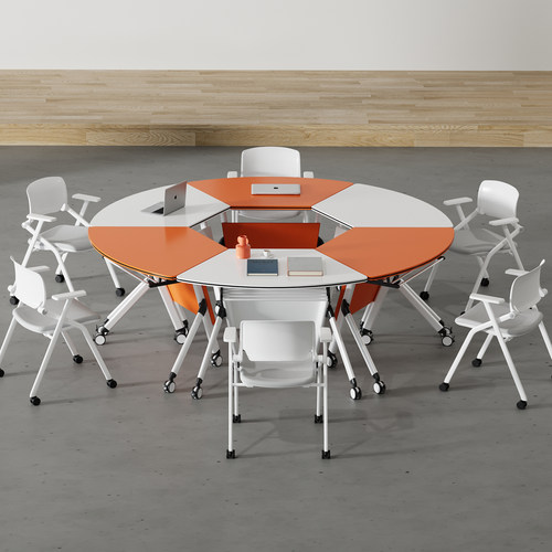 折叠培训桌椅组合会议桌可移动拼接长条桌带轮办公桌辅导班用课桌