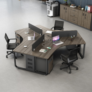 异形职员办公桌3人5人7人位办公室电脑创意员工办公桌椅组合