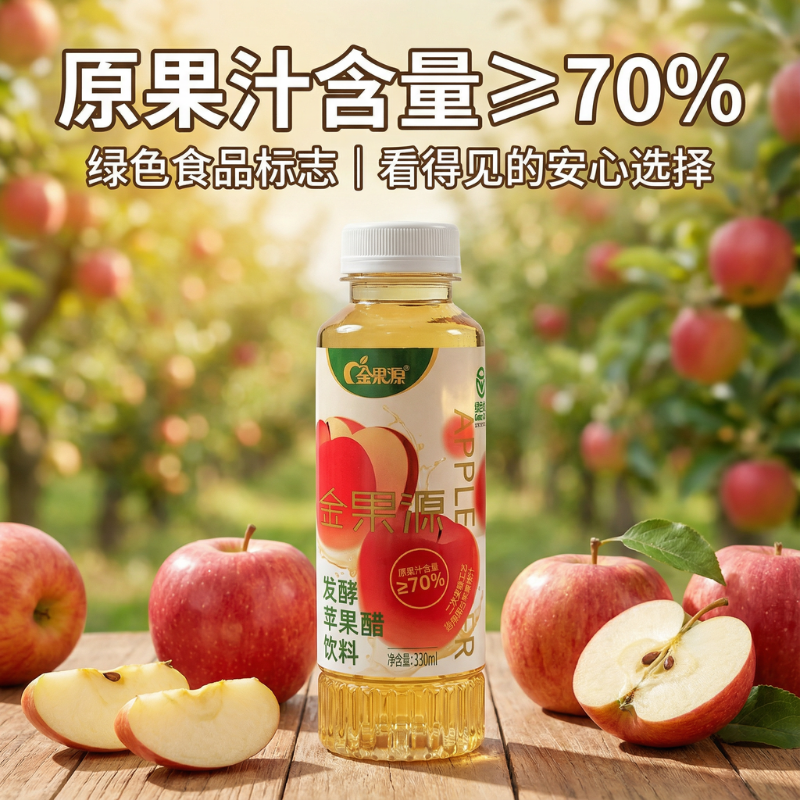 金果源85%果汁二次发酵苹果醋饮料260ml×6瓶饮品小瓶健康0脂肪