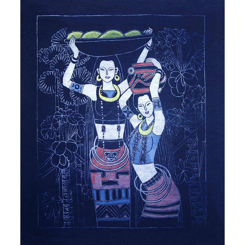 促销新款苗族重彩蜡染画民族特色客栈旅社咖啡屋装饰挂饰隔墙饰画