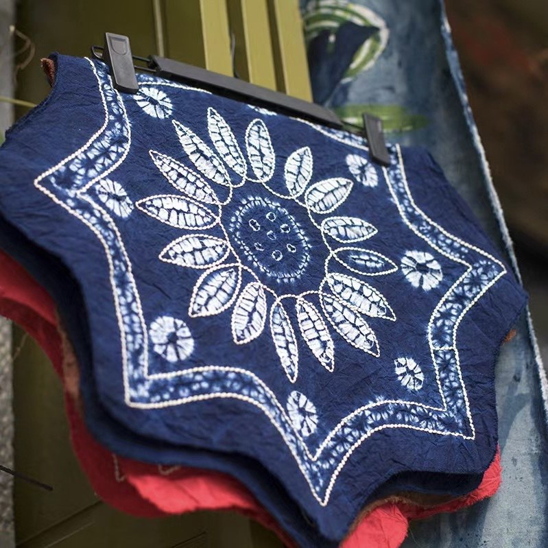 云南新款白族全棉大理扎染餐巾八角巾电话机茶具盖布个性饰品头巾