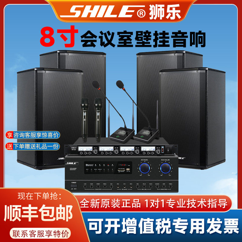 狮乐 BX108/AV108会议室音响功放组合套装舞蹈室商铺音箱话筒组合