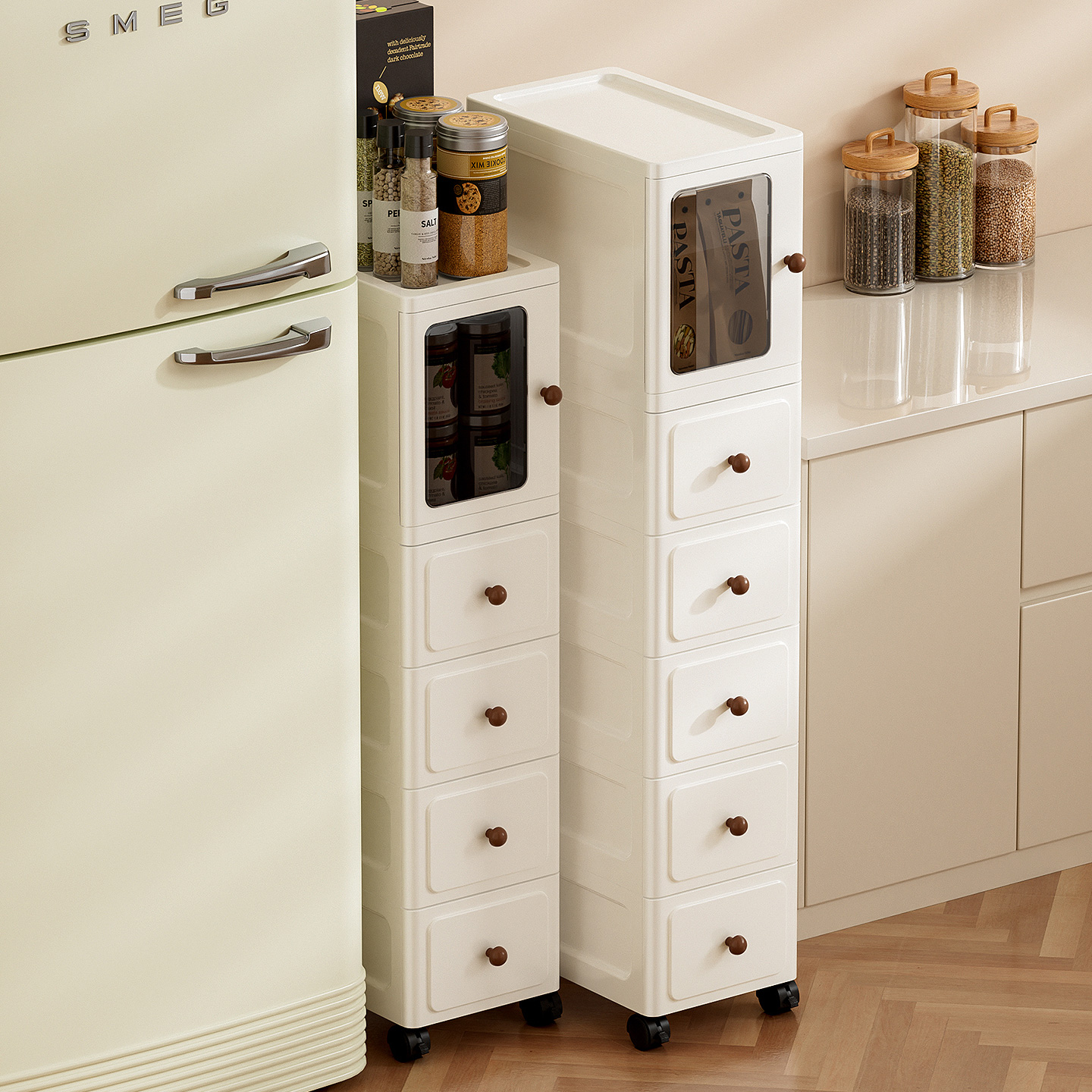 夹缝收纳柜冰箱窄边柜厨房置物架