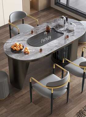 岩板茶桌椅组合阳台轻奢茶台现代家用办公室泡茶桌简约茶几小茶台