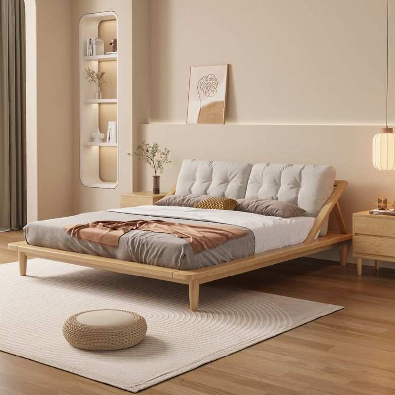 北欧白蜡木实木床双人1.8x2米主卧室1.5米奶油风民宿床网红榻榻米