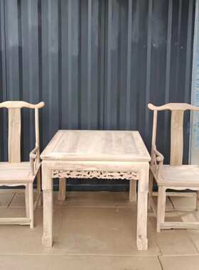 老榆木八仙桌仿古中式明清白坯中堂实木方桌餐桌影视茶桌长垒德株