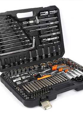 生产128件PC汽机修套装组合工具扳手钳子套筒批头支持外贸LOGO