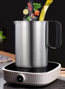 热卖 家用滤油壶不锈钢304大容量2000ML隔渣猪油瓶黑色储油罐代发