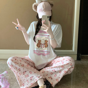 2026新款夏季可外穿睡衣女款家居服薄甜美棉质上衣云朵棉裤子套装