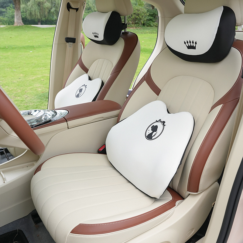 记忆棉汽车头枕护颈枕 冰丝车载柔软座椅靠枕 网红女神款车用腰靠