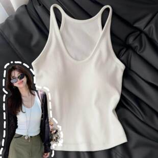 第一次感受到白色背心的杀伤力！自带胸垫美背显瘦百搭可外穿吊带
