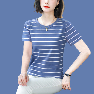 纯棉短袖 夏季 大码 上衣2025新款 正肩t恤女宽松休闲显瘦遮肚半袖 衫