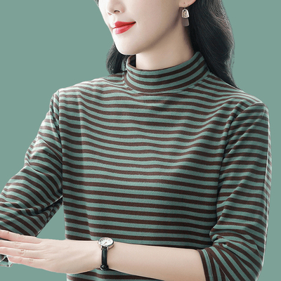 德绒半高领打底衫女秋冬胖mm加肥特大码200斤洋气内搭外穿长袖t恤