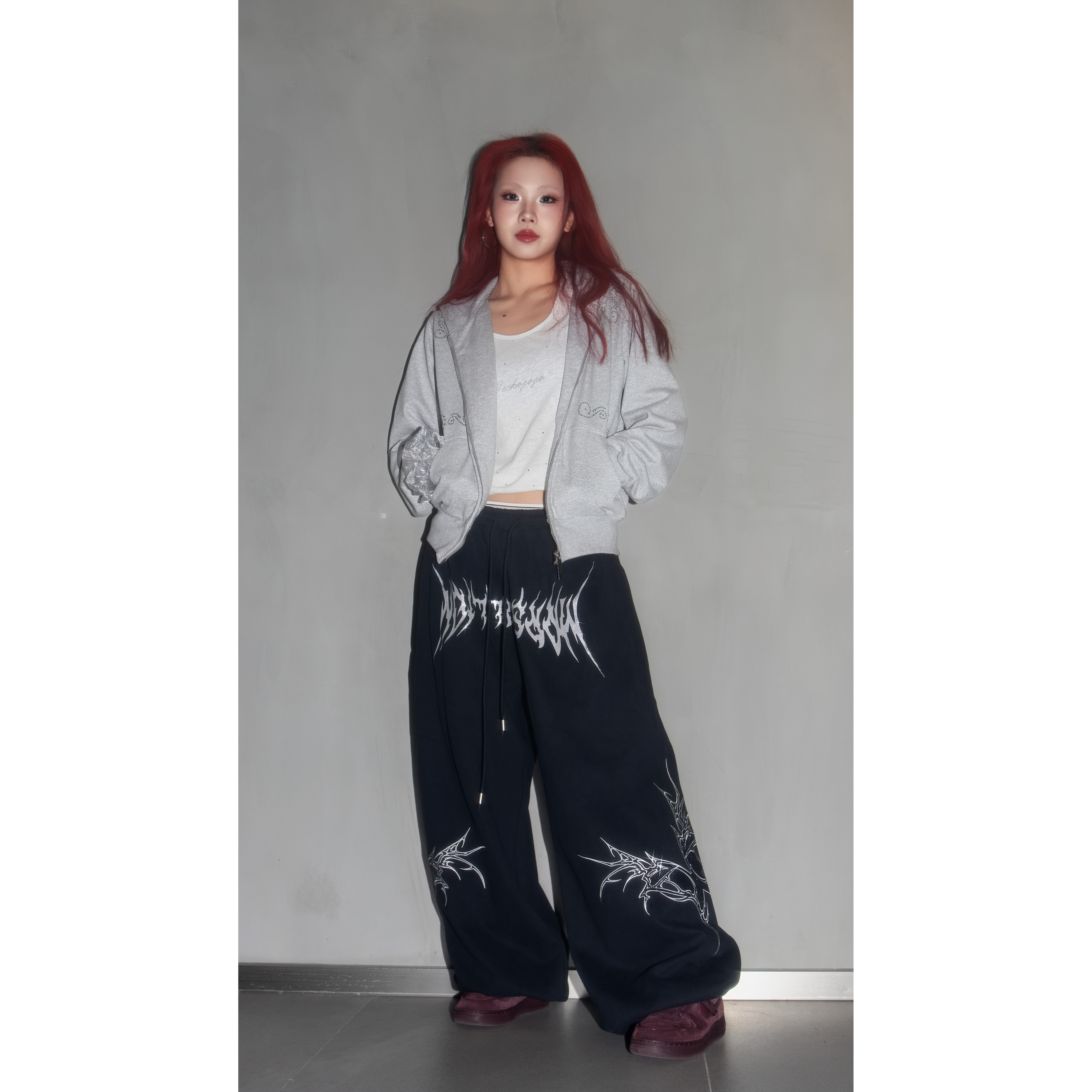 MarScallion重磅水钻刺绣卫裤跳舞宽松水系街舞爵士男女同款秋冬