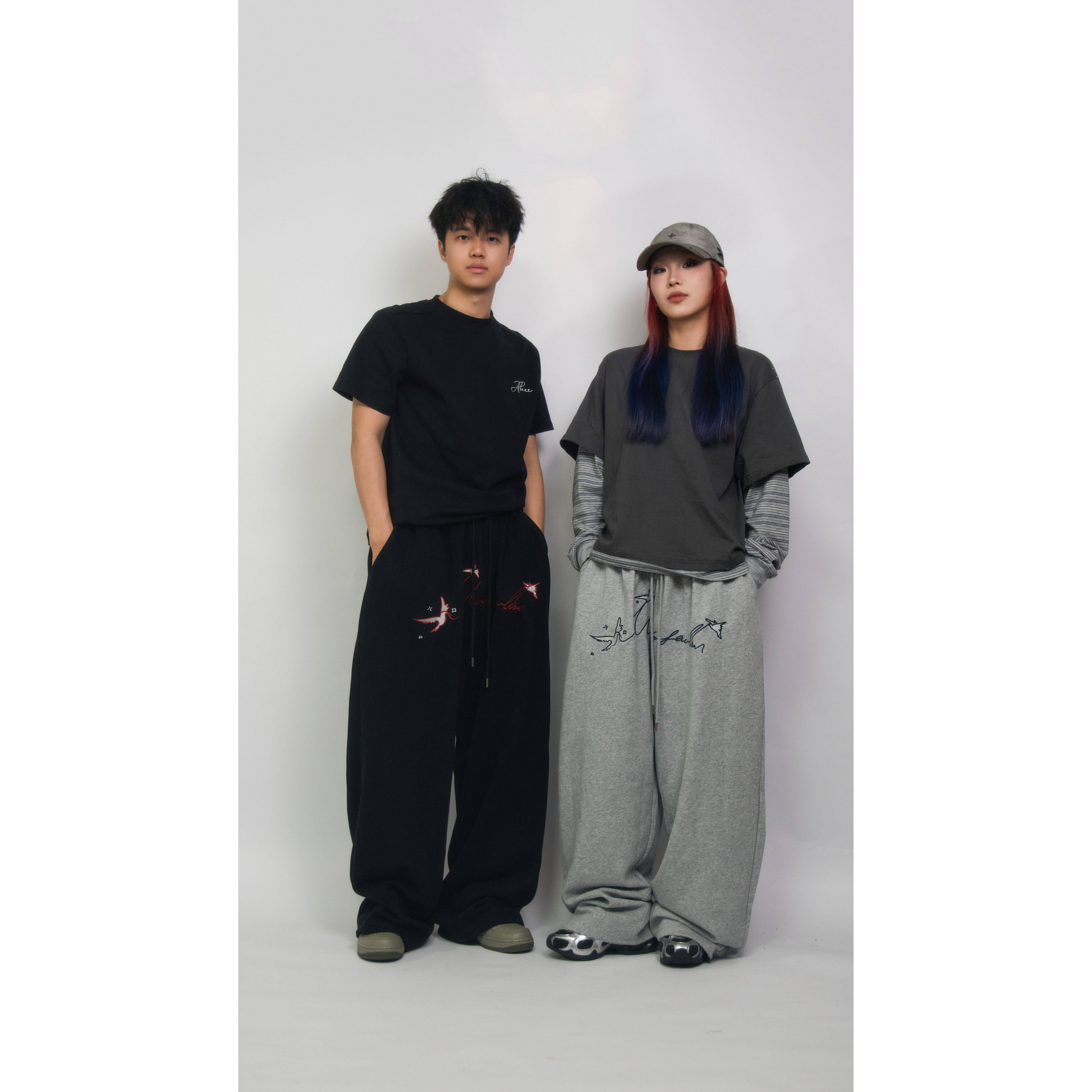 MarScallion葱啊跳舞宽松水系男女同款爵士卫裤春夏刺绣美式街头