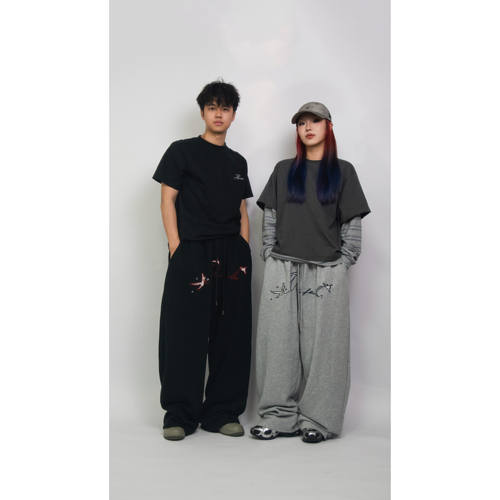 MarScallion葱啊跳舞宽松水系男女同款爵士卫裤春夏刺绣美式街头