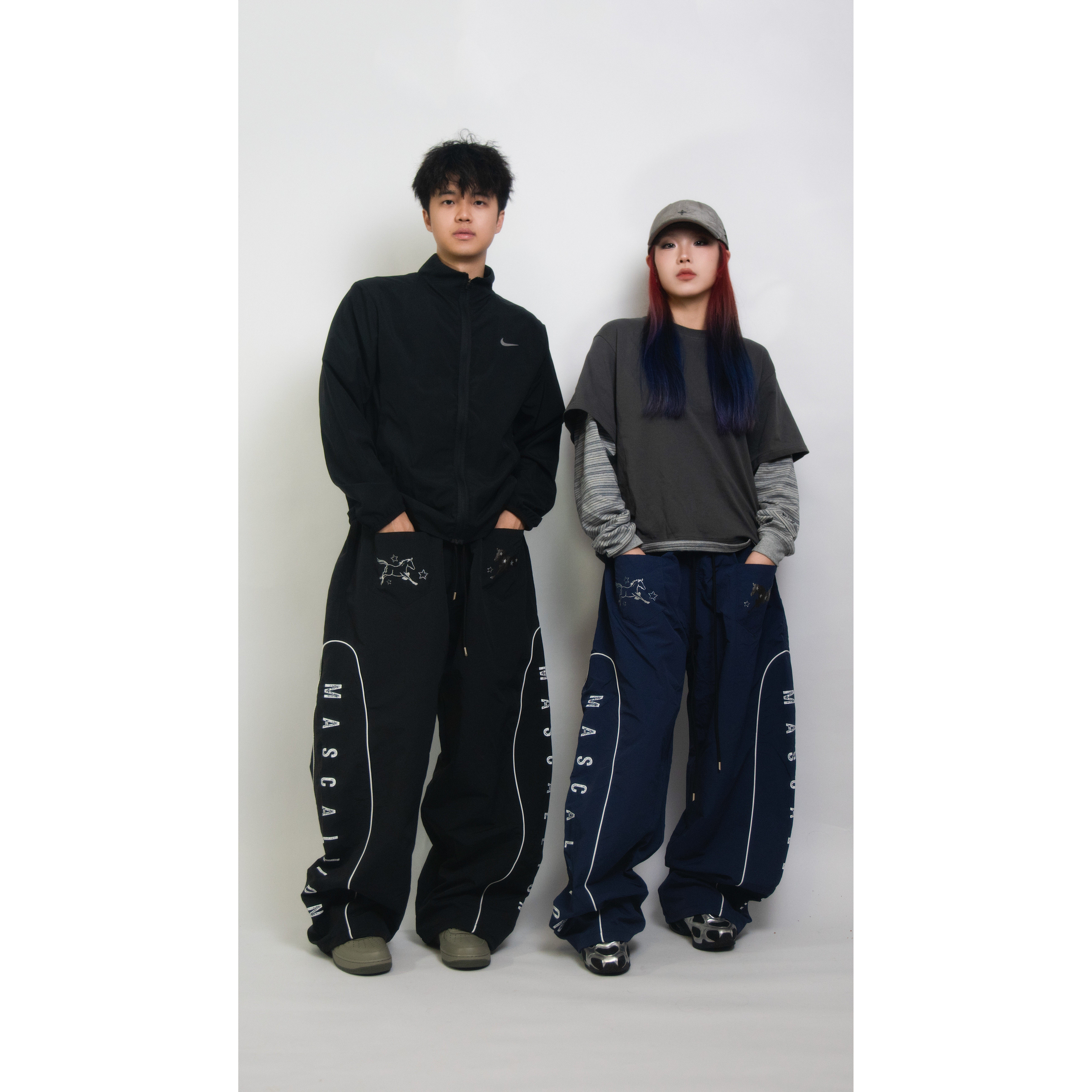 MarScallion葱啊宽松速干裤美式复古马年烫银跳舞爵士hiphop工装
