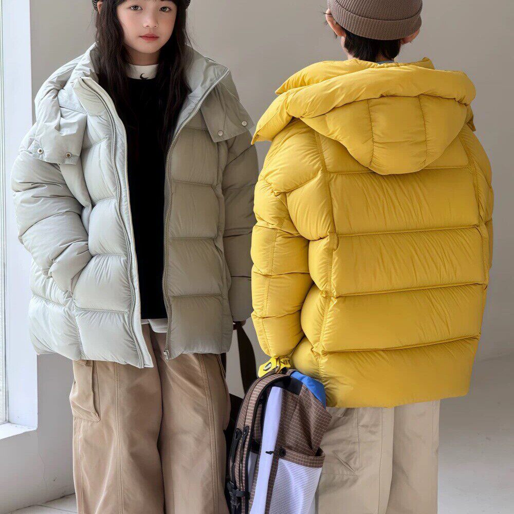 韩国儿童羽绒服2026冬新款加厚中大童90白鸭绒洋气男女童连帽外套
