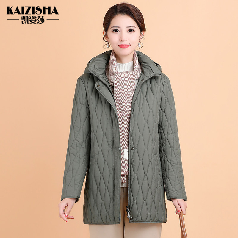 品牌中老年秋冬季棉衣女时尚妈妈装夹棉外套轻薄款棉服加大码棉袄