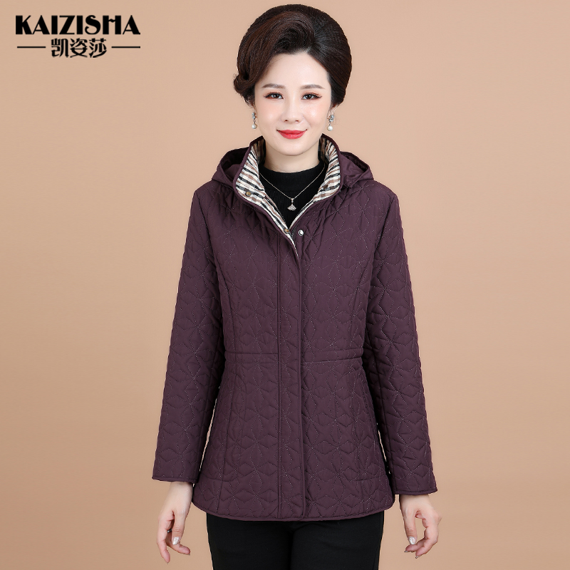 秋冬季棉服女中老年人薄款棉衣品牌妈妈装短款棉袄加大码夹棉外套