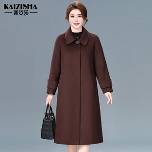 凯姿莎高贵双面呢羊毛大衣女秋冬季长款厚呢子时尚毛呢绒外套过膝