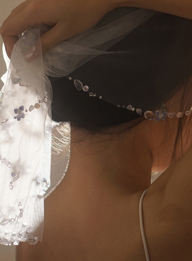 梨花梨花开离别·定制•婆婆纳水晶杂石短头纱