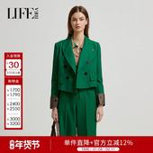 新款 口撞色设计修身 女装 莱芙艾迪儿春季 时尚 通勤袖 西装 领短外套女