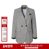 格纹休闲西服正装 职场通勤双排扣西装 外套女秋季 2D3W51229