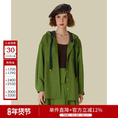 连帽衬衫 休闲复古格纹长袖 上衣秋季 外套女5E3C34105