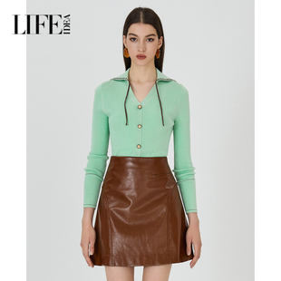 羊毛衫 针织上衣女1E3M38071 修身 莱芙艾迪儿显白薄荷绿秋季