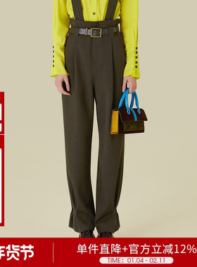 复古文艺背带裤女秋季女绅风英伦休闲裤5E3K75050