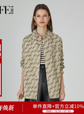 莱芙艾迪儿印花宽松休闲秋季长袖衬衫外套女上衣1E3W68092