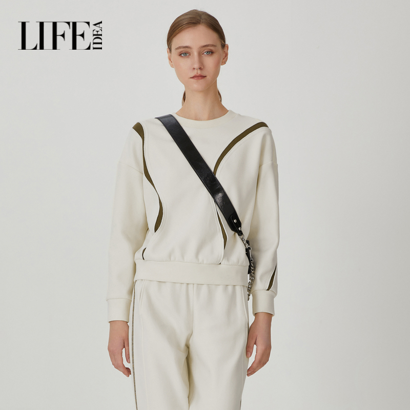 莱芙艾迪儿商场同款长袖圆领卫衣女撞色休闲1D4S28139