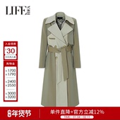 摩登挺括有型双色拼接中长款 莱芙艾迪儿女装 英伦时尚 风衣外套女