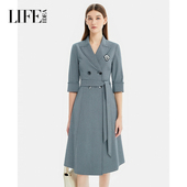 莱芙艾迪儿时尚 都市职场通勤OL风连衣裙女初秋法式 气质连衣裙