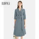 莱芙艾迪儿时尚 都市职场通勤OL风连衣裙女初秋法式 气质连衣裙