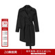 艺术风情不对称设计大翻领中长款 黑色风衣外套2D3W64166