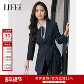 莱芙艾迪儿时髦知性气质通勤条纹西装 外套女小众不规则设计感外套