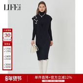 莱芙艾迪儿秋冬新款 休闲慵懒风V领针织连衣裙女简约百搭背心裙