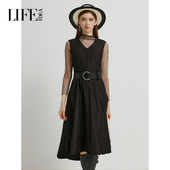 莱芙艾迪儿品牌女装 秋季 V领高级感收腰显瘦背心连衣裙1D3L92197
