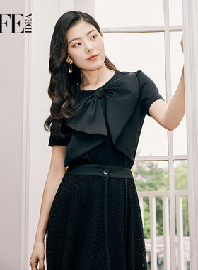 莱芙艾迪儿时髦甜美精致蝴蝶结针织衫女士个性潮流经典百搭上衣